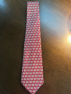 Sam Wells Men's Vintage Silk Elephant Print Tie Hand Made From Thailand